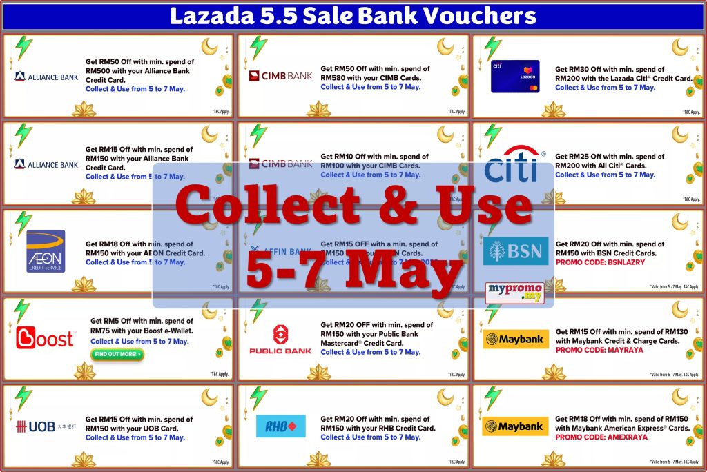 Lazada 5.5 Sale Bank Promo Codes