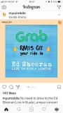 Ed Sheeran Live in KL Grab Promo Code RM15