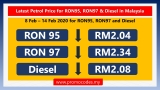 Latest Petrol Price for RON95, RON97 & Diesel in Malaysia (8 Feb-14 Feb 2020)